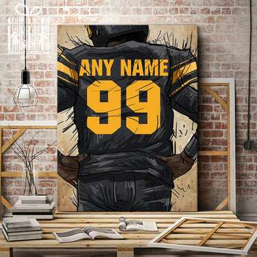 Pittsburgh Steelers Jersey Custom Canvas Print Wall Art for Boy Girl Men Women American Football Personalized Canvas Art